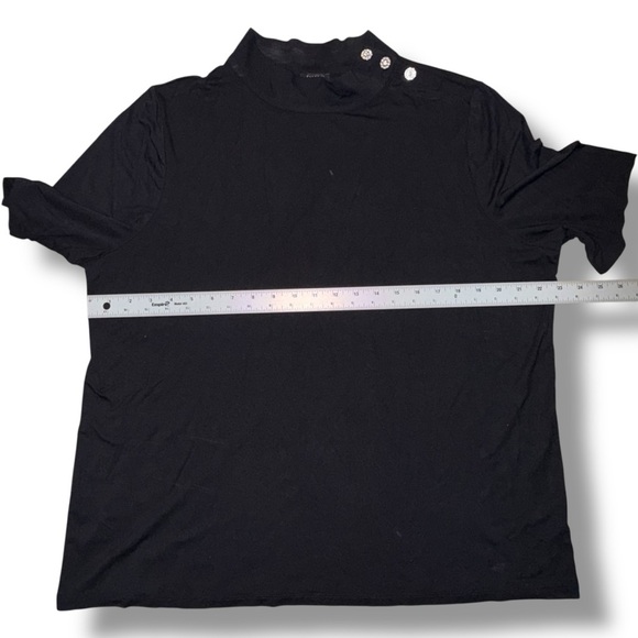 TALBOTS BUTTON SHOULDER MOCKNECK TOP - 2X Black - Picture 8 of 15